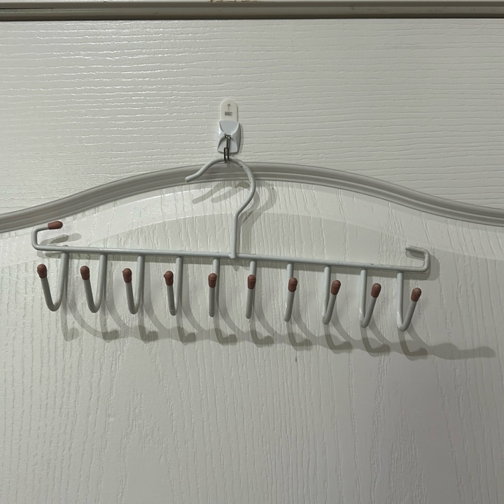 Organizational rack for hanging belts, scarfs bras or camis